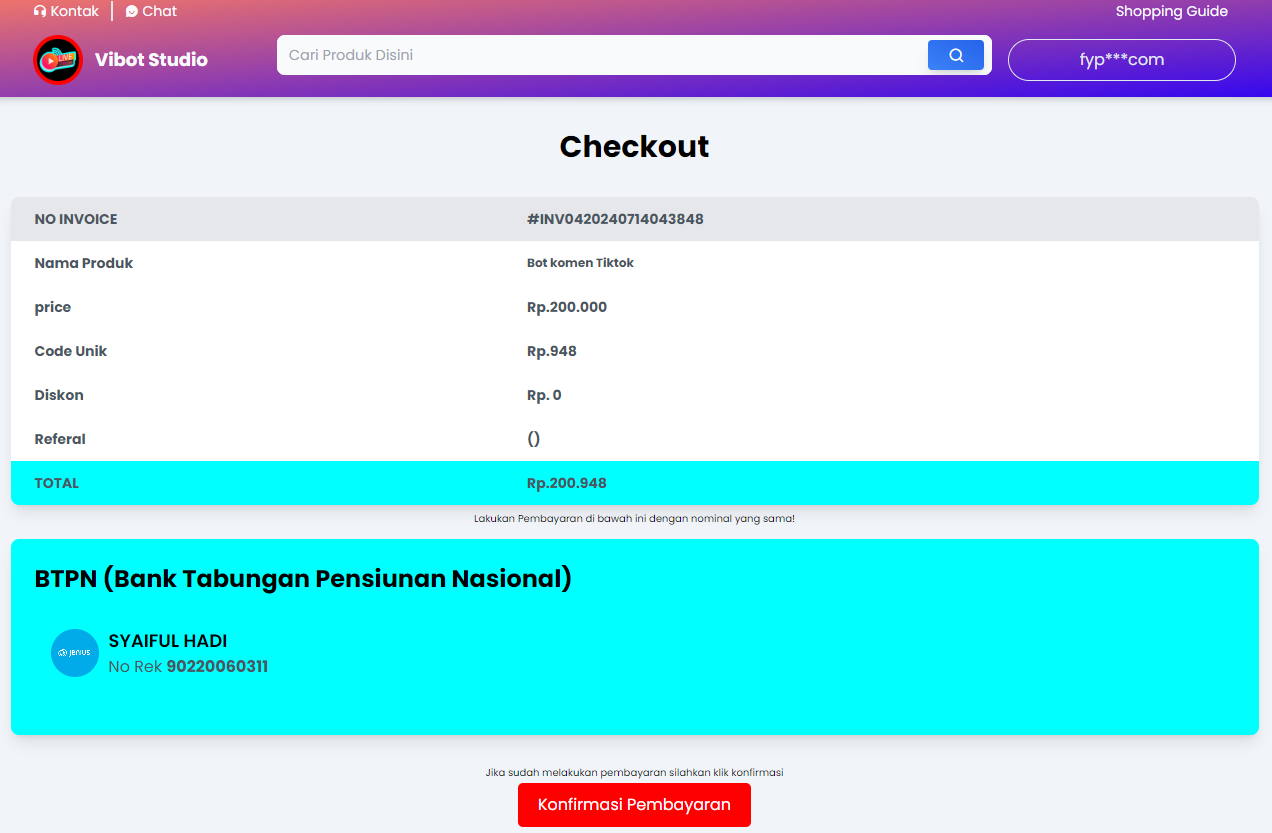 Langkah 5 - Konfirmasi Pembayaran